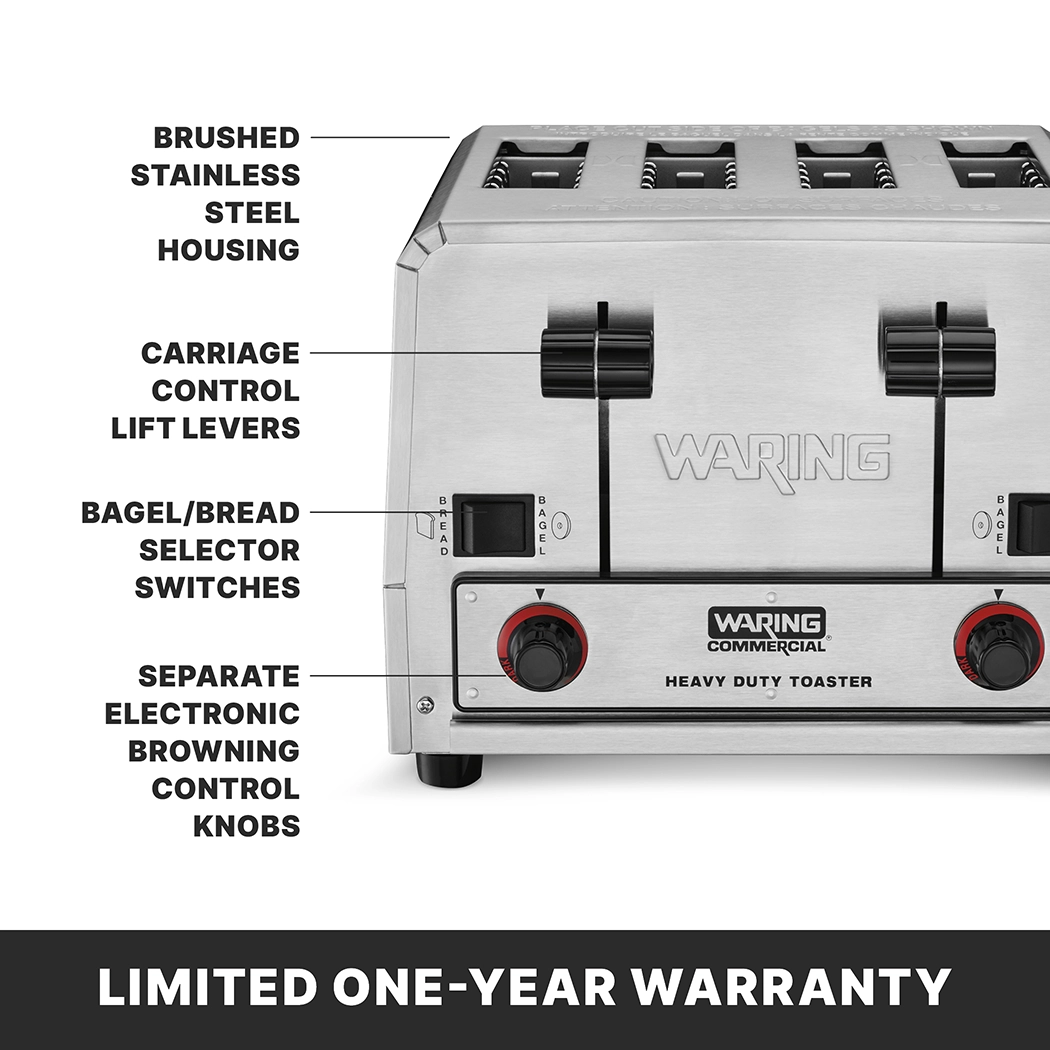 Heavy-Duty 4-Slot Switchable Bread and Bagel Toaster, 240 Volt